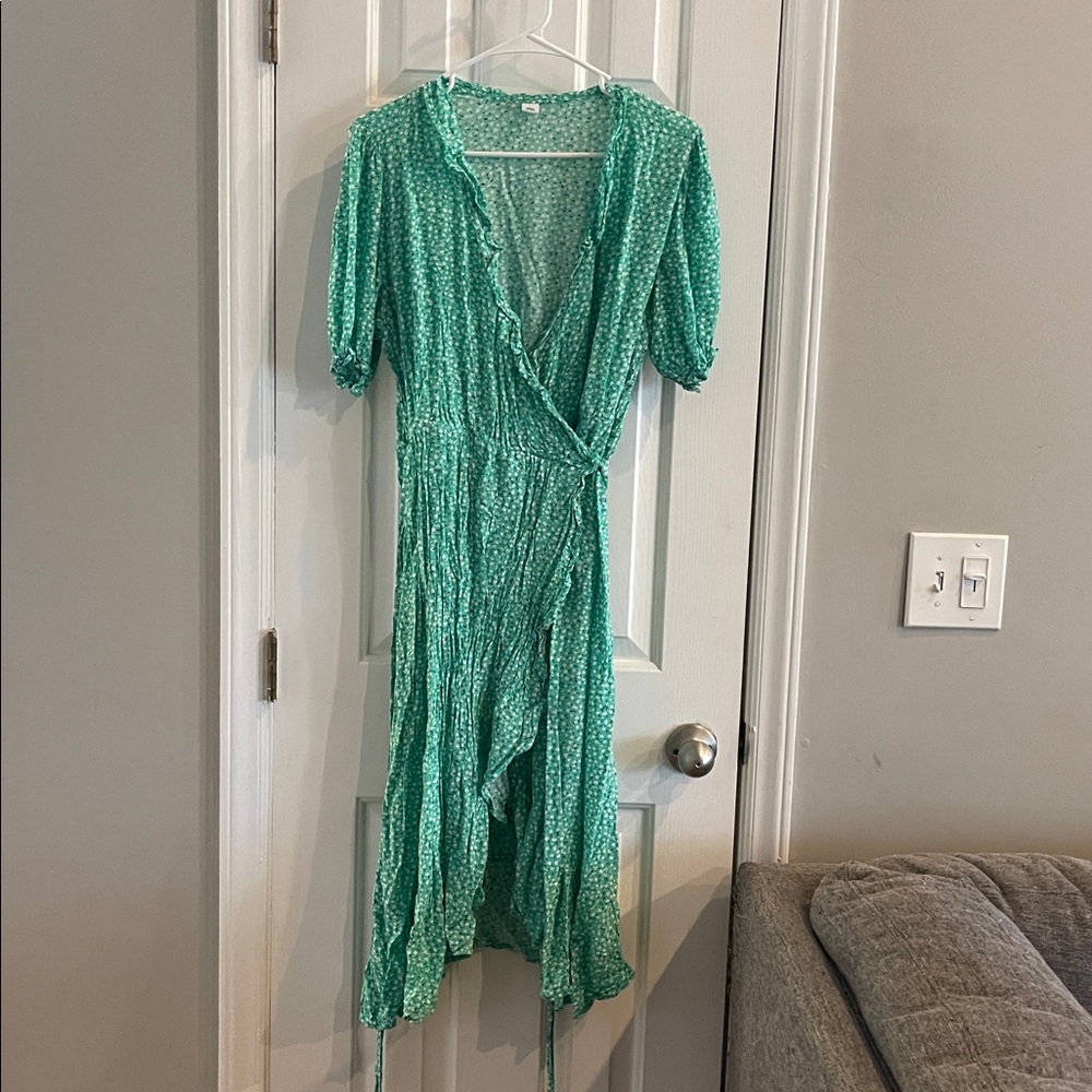 Old Navy midi Teal Floral Dress size large